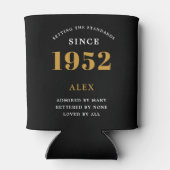 70th Birthday Name 1952 Black Gold Elegant Chic Blikjeskoeler (Achterkant)