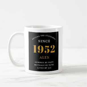 70th Birthday Name 1952 Black Gold Elegant Chic Koffiemok