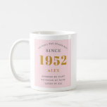 70th Birthday Name 1952 Pink Grey Elegant Chic Koffiemok<br><div class="desc">Een gepersonaliseerde elegante koffie-mok die gemakkelijk kan worden aangepast voor die speciale gelegenheid.</div>