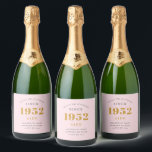 70th Birthday Name 1952 Pink Grey Elegant Chic Sparkling Wijnetiket<br><div class="desc">Een gepersonaliseerd elegant mousserend wijnetiket dat gemakkelijk is aan te passen voor die speciale gelegenheid.</div>