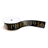 70th Birthday Name 1956 Black Gold Elegant Chic Satijnen Lint (Spoel)