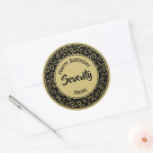 70th Birthday Number 70 Pattern Gold and Black Ronde Sticker (Envelop)