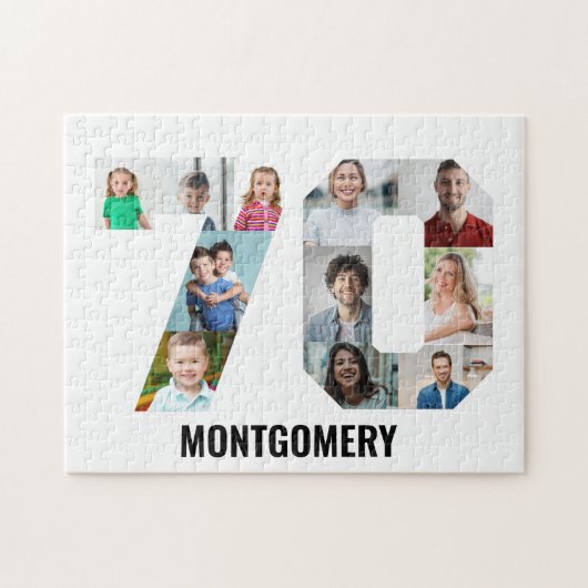 70th Birthday Number 70 Photo Collage 11 Photo Legpuzzel (Horizontaal)