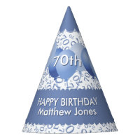 70th Birthday Number Pattern Blue/White Scallops