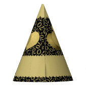 70th Birthday Number Pattern Gold/Black Scallops Feesthoedjes (Achterkant)