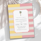70th Birthday Palm Beach Pastel Stripe Tropical Kaart