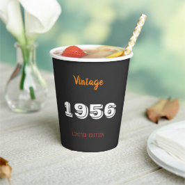 70th Birthday Paper Cups – Vintage 1956 Black  Papieren Bekers