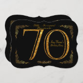 70th, Birthday party 70th, geweldige Gatsby, zwart Kaart (Voorkant / Achterkant)