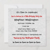 70th Birthday Party Custom Name Black White W820 Kaart (Achterkant)