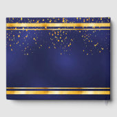 70th Birthday Party dark blue gold confetti Gastenboek (Achterkant)