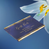 70th Birthday Party dark blue gold confetti Gastenboek
