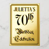 70th Birthday Party — Elegant Script + aangepaste Folie Uitnodiging (Voorkant)