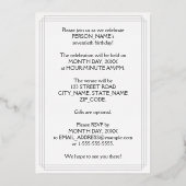 70th Birthday Party — Elegant Script + aangepaste Folie Uitnodiging (Achterkant)