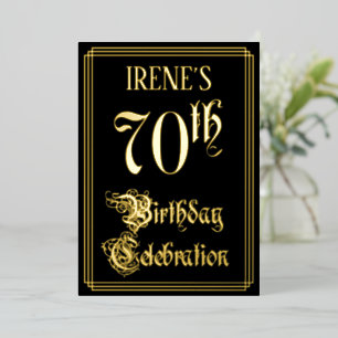 70th Birthday Party — Fancy script & aangepaste na Folie Uitnodiging