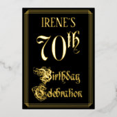 70th Birthday Party — Fancy script & aangepaste na Folie Uitnodiging (Voorkant)