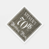 70th Birthday Party — Fancy script, Faux Wood Kijk Servet (Hoek)