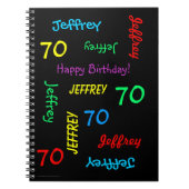 70th Birthday Party Guest Book, Repat Name Black Notitieboek (Voorkant)