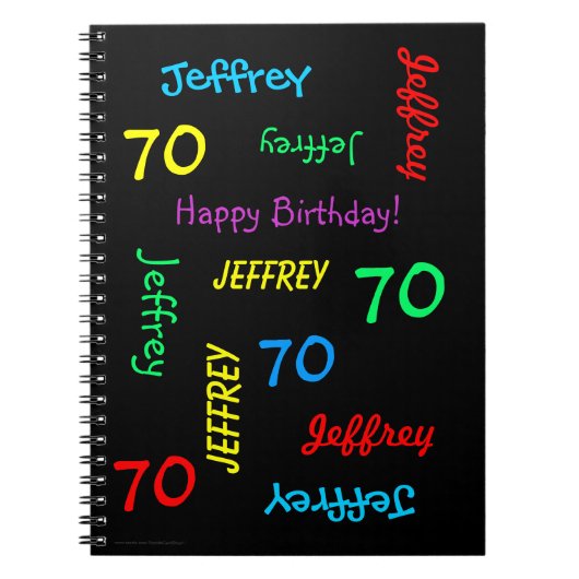 70th Birthday Party Guest Book, Repat Name Black Notitieboek (Voorkant)