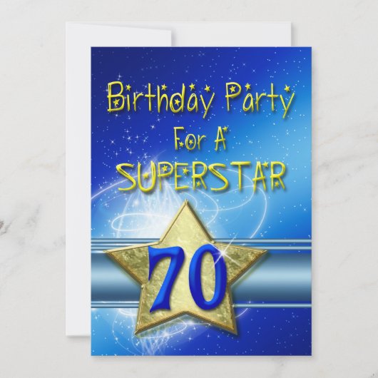 70th Birthday party Invitation for a Superstar. Kaart (Voorkant)