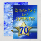 70th Birthday party Invitation for a Superstar. Kaart (Voorkant / Achterkant)