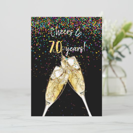 70th Birthday party Invitation Kaart (Staand voorkant)
