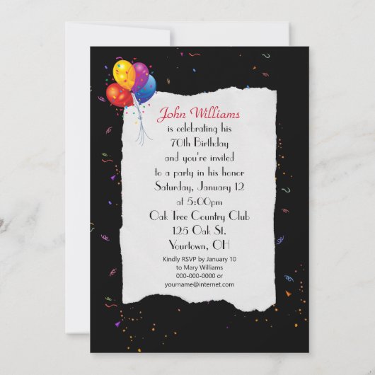 70th Birthday party Invitation Kaart (Achterkant)