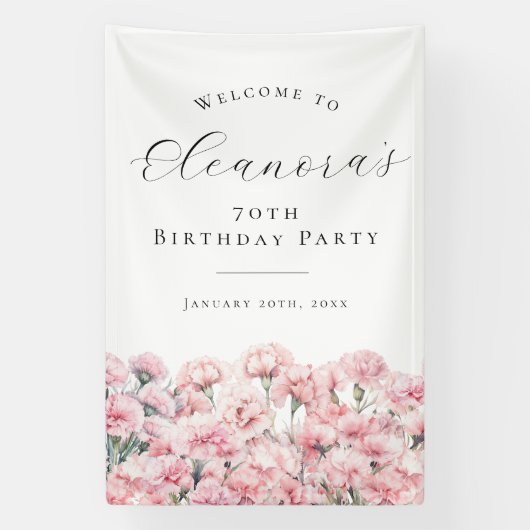 70th Birthday Party January Birth Flower Welcome Spandoek (Verticaal)