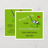 70th Birthday Party Men's Golf Theme Kaart (Voorkant / Achterkant)