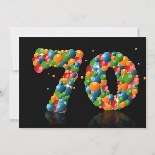 70th Birthday party, met bubbels en ballen Kaart (Voorkant)