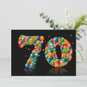 70th Birthday party, met bubbels en ballen Kaart (Staand voorkant)
