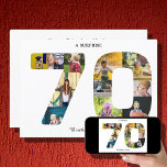 70th Birthday Party Photo Invitation Kaart<br><div class="desc">Viel het leven van iemand speciaal het draaien 70 met deze unieke de verjaardaguitnodiging van het fotomalplaatje. Nodig vrienden en familie uit voor het speciale evenement met een prachtige uitnodiging die alle herinneringen en emoties van de dag zal vastleggen. Met makkelijk te gebruiken aanpassingshulpmiddelen, kunt u deze uitnodiging met een...</div>