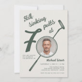 70th Birthday Party Photo Modern Golf Putter Green Kaart (Voorkant)