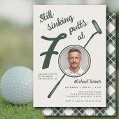 70th Birthday Party Photo Modern Golf Putter Green Kaart