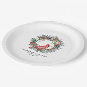 70th Birthday Party Red Cardinal Wreath Custom Papieren Bordje (Gekanteld)