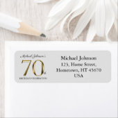 70th Birthday Party Solid Gold Classy Text Address Etiket (Insitu)