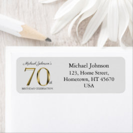 70th Birthday Party Solid Gold Classy Text Address Etiket