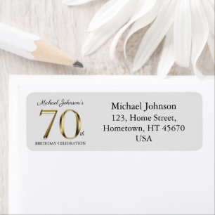 70th Birthday Party Solid Gold Classy Text Address Etiket