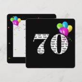 70th Birthday Party with ballonbos Kaart (Voorkant / Achterkant)