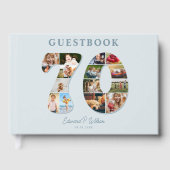 70th Birthday Photo Collage Milestone Guestbook Gastenboek (Voorkant)