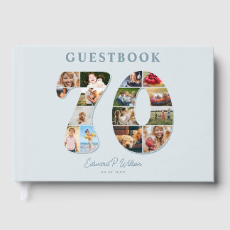 70th Birthday Photo Collage Milestone Guestbook Gastenboek