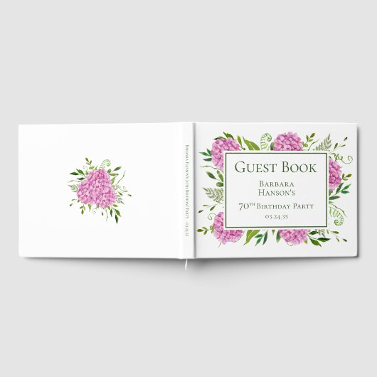 70th Birthday Pink Hydrangeas Gastenboek (Volledig)