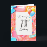 70th Birthday Psychedelic 3D Abstract Kaart<br><div class="desc">Kleurrijke plastiek vloeibare vorm 3D abstract met ballonnen voor 70ste verjaardag. Alle tekst kan worden bewerkt.</div>