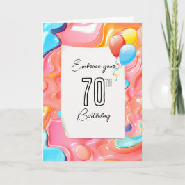 70th Birthday Psychedelic 3D Abstract Kaart