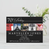 70th Birthday PTY Alphabet Fotografie Uitnodigen Kaart (Staand voorkant)