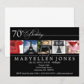 70th Birthday PTY Alphabet Fotografie Uitnodigen Kaart (Voorkant / Achterkant)