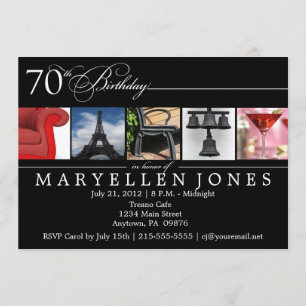 70th Birthday PTY Alphabet Fotografie Uitnodigen Kaart