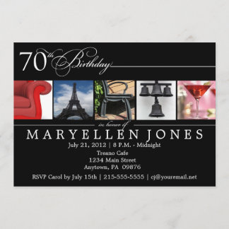 70th Birthday PTY Alphabet Fotografie Uitnodigen Kaart