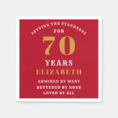70th Birthday Red and Gold Voeg Jouw namen toe Servet (Voorkant)