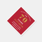 70th Birthday Red and Gold Voeg Jouw namen toe Servet (Hoek)