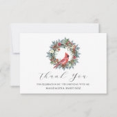 70th Birthday Red Cardinal Wreath Custom Flat Bedankkaart (Voorkant)